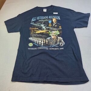 Vintage 2006 All Veterans Reunion T-Shirt Murina Navy Blue Freedom Is Not Free L